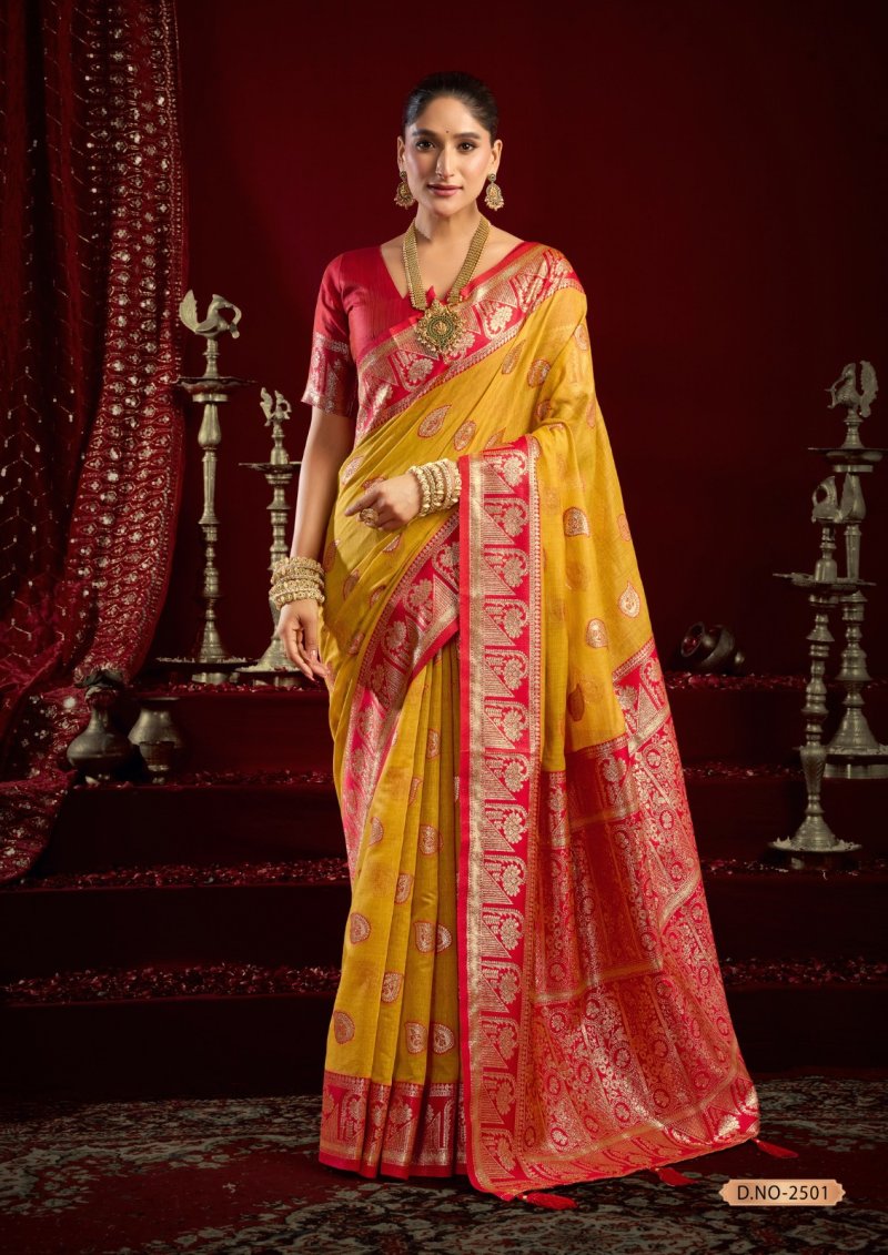 Shivika By Gobuni Fancy Modal Banarasi Jari With Zhallar Saree